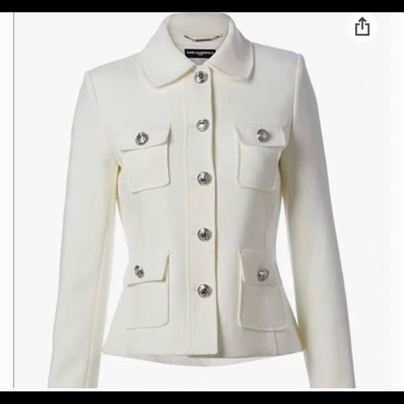 KARL LAGERFELD PARIS Pink Blazer with silver military style buttons - Picture 4 of 9